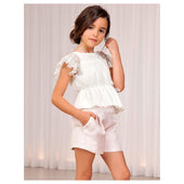 Abel & Lula Girls Rose Print Jacquard Jacket and Shorts